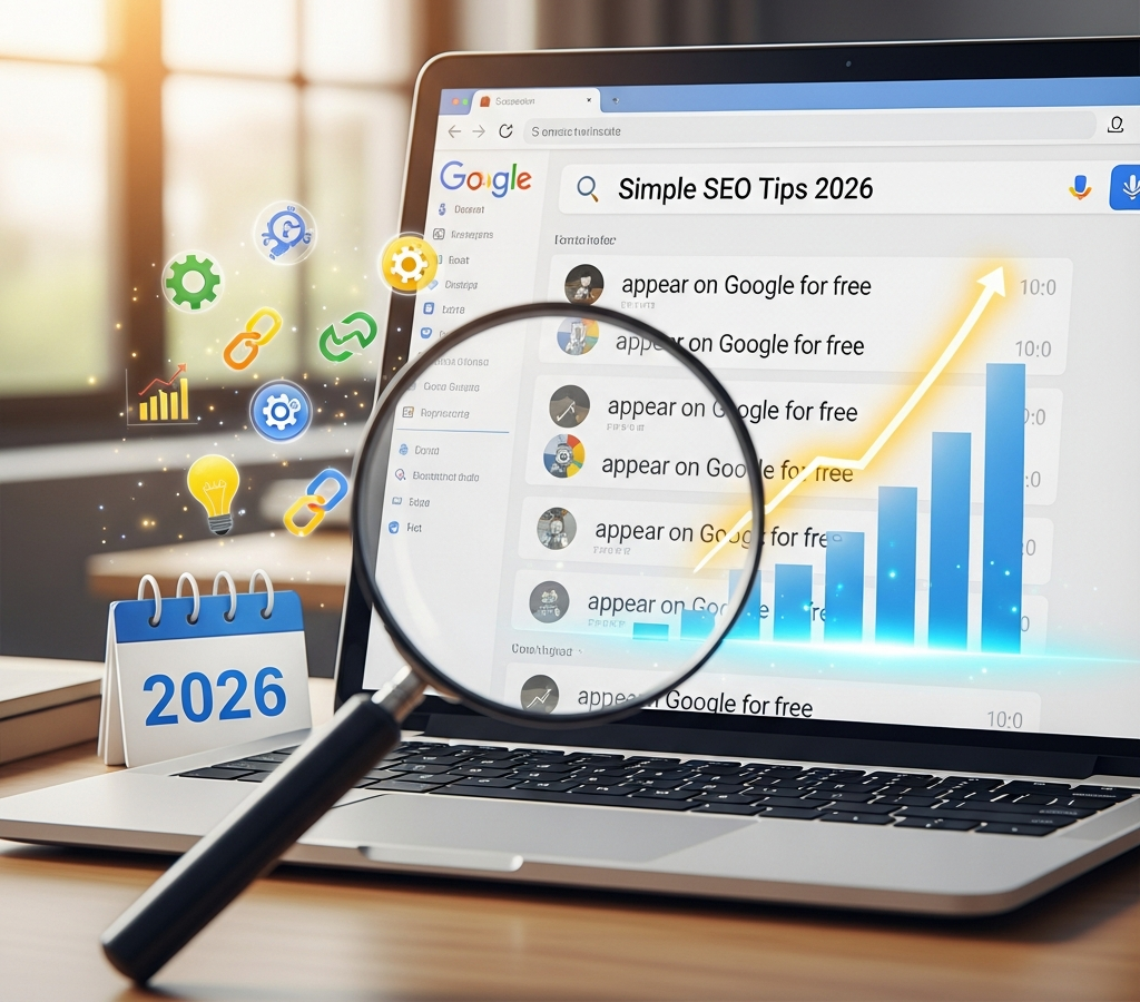 My business care - Astuces SEO simples pour apparaitre sur Google gratuitement en 2026.